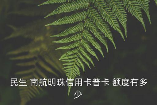 民生 南航明珠信用卡普卡 額度有多少