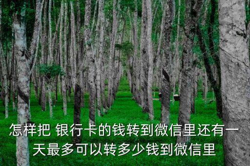 怎樣把 銀行卡的錢轉(zhuǎn)到微信里還有一天最多可以轉(zhuǎn)多少錢到微信里