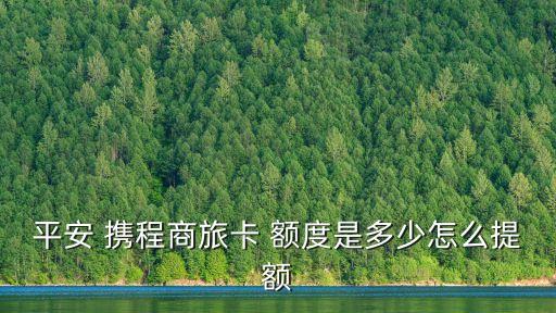 平安 攜程商旅卡 額度是多少怎么提額