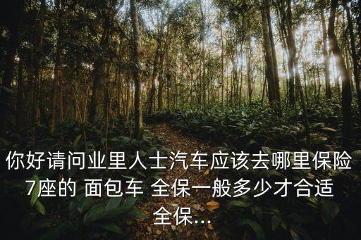 你好請問業(yè)里人士汽車應該去哪里保險7座的 面包車 全保一般多少才合適 全保...