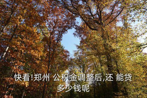 快看!鄭州 公積金調(diào)整后,還 能貸多少錢呢