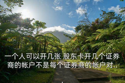 一個人可以開幾張 股東卡開幾個證券商的帳戶不是每個證券商的帳戶對...
