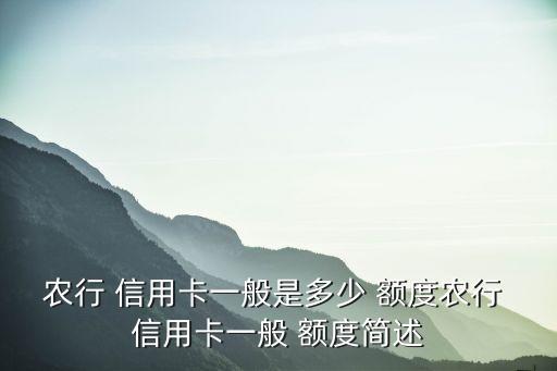 農(nóng)行 信用卡一般是多少 額度農(nóng)行 信用卡一般 額度簡(jiǎn)述
