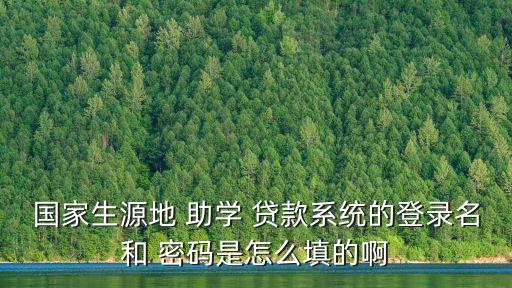 國家生源地 助學 貸款系統(tǒng)的登錄名和 密碼是怎么填的啊