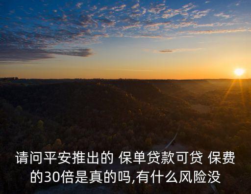 請問平安推出的 保單貸款可貸 保費的30倍是真的嗎,有什么風(fēng)險沒