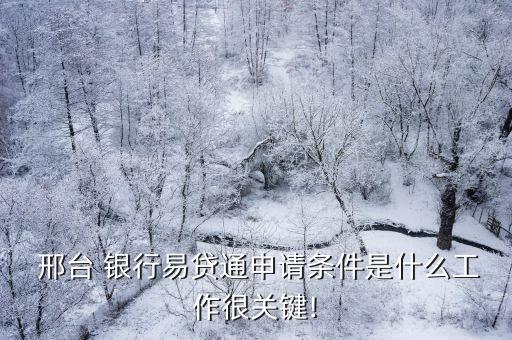  邢臺 銀行易貸通申請條件是什么工作很關(guān)鍵!