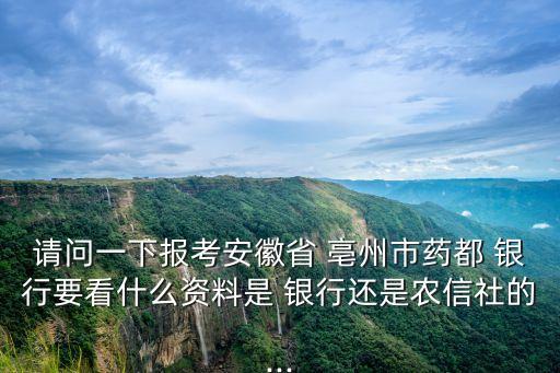請問一下報考安徽省 亳州市藥都 銀行要看什么資料是 銀行還是農(nóng)信社的...