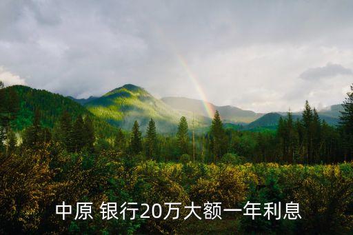  中原 銀行20萬大額一年利息