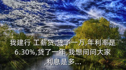我建行 工薪貸,貸了一萬,年利率是6.30%,貸了一年,我想問問大家,利息是多...