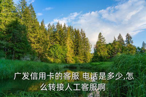  廣發(fā)信用卡的客服 電話是多少,怎么轉(zhuǎn)接人工客服啊