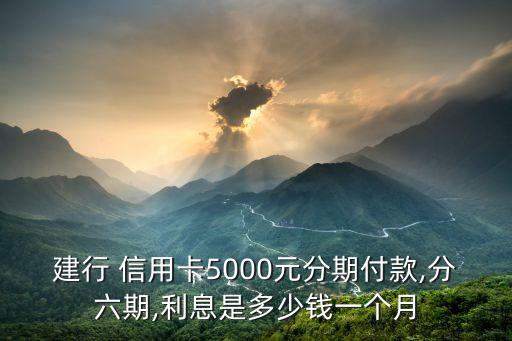 建行 信用卡5000元分期付款,分六期,利息是多少錢一個月