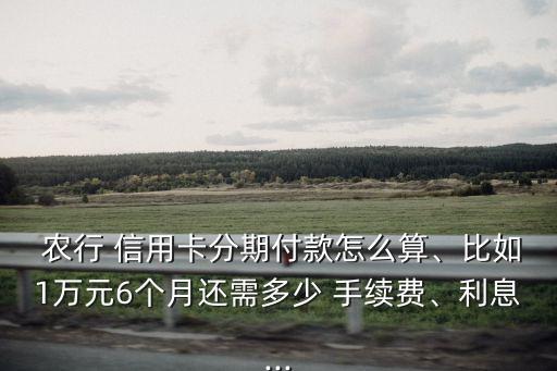農(nóng)行信用卡每期手續(xù)費多少錢