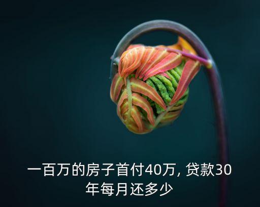 一百萬的房子首付40萬, 貸款30年每月還多少