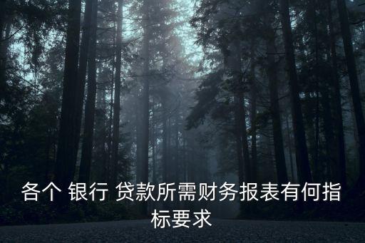 各個(gè) 銀行 貸款所需財(cái)務(wù)報(bào)表有何指標(biāo)要求