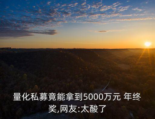 量化私募竟能拿到5000萬元 年終獎,網(wǎng)友:太酸了