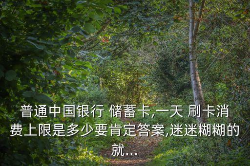 普通中國銀行 儲蓄卡,一天 刷卡消費上限是多少要肯定答案,迷迷糊糊的就...