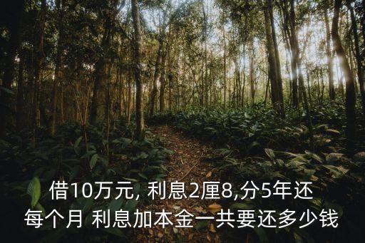 借10萬元, 利息2厘8,分5年還每個月 利息加本金一共要還多少錢