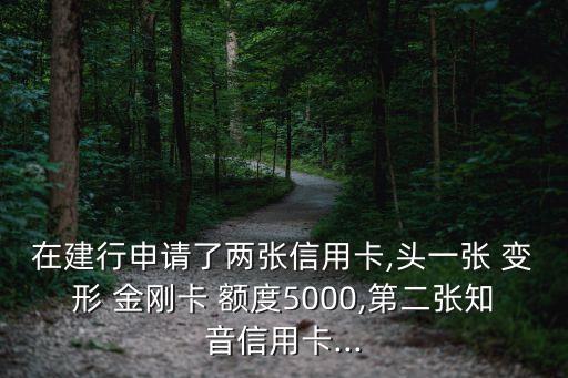 在建行申請了兩張信用卡,頭一張 變形 金剛卡 額度5000,第二張知音信用卡...