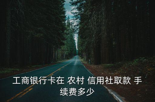 工商銀行卡在 農(nóng)村 信用社取款 手續(xù)費(fèi)多少