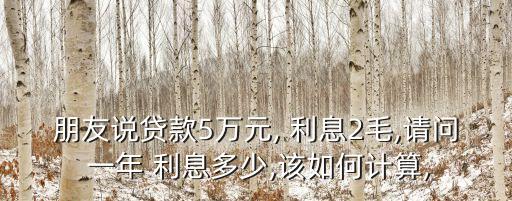 朋友說貸款5萬元, 利息2毛,請問 一年 利息多少,該如何計算,
