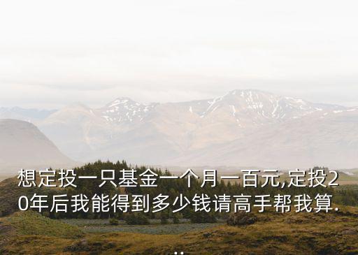 20年定投收益有多少,定投二十年收益