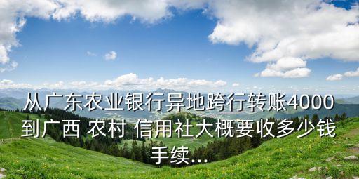 從廣東農(nóng)業(yè)銀行異地跨行轉(zhuǎn)賬4000到廣西 農(nóng)村 信用社大概要收多少錢手續(xù)...