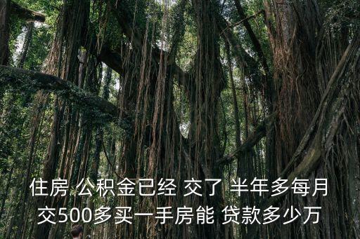 住房 公積金已經(jīng) 交了 半年多每月交500多買一手房能 貸款多少萬
