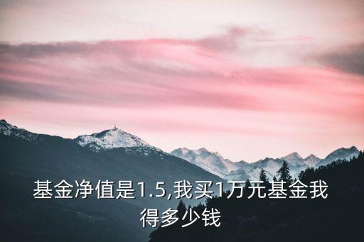 基金凈值是1.5,我買1萬元基金我得多少錢