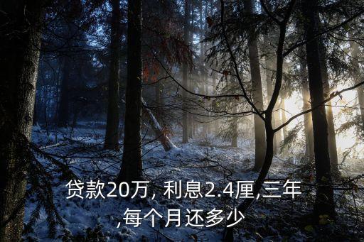  貸款20萬, 利息2.4厘,三年,每個月還多少