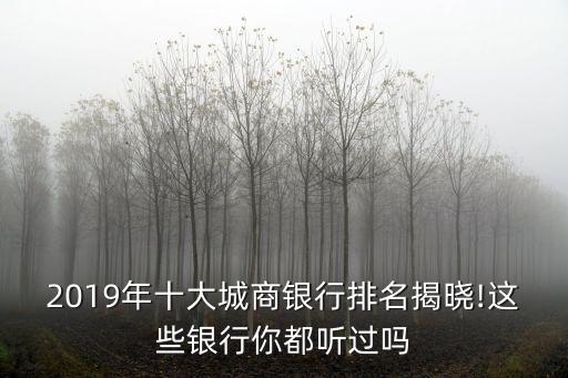 2019年十大城商銀行排名揭曉!這些銀行你都聽過嗎