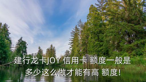 建行龍卡JOY 信用卡 額度一般是多少這么做才能有高 額度!