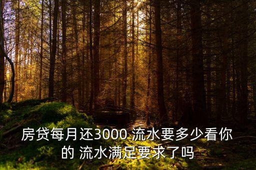 房貸每月還3000 流水要多少看你的 流水滿足要求了嗎