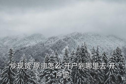 炒現(xiàn)貨 原油怎么 開戶到哪里去 開戶呢