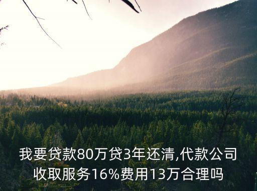我要貸款80萬貸3年還清,代款公司收取服務(wù)16%費(fèi)用13萬合理嗎