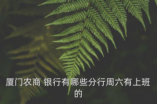 廈門農(nóng)商 銀行有哪些分行周六有上班的