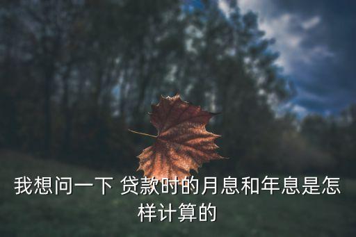 我想問一下 貸款時的月息和年息是怎樣計算的