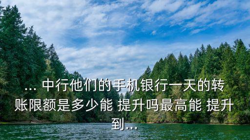 ... 中行他們的手機銀行一天的轉(zhuǎn)賬限額是多少能 提升嗎最高能 提升到...