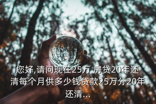 您好,請問現(xiàn)在25萬 房貸20年還清每個月供多少錢貸款25萬分20年還清...