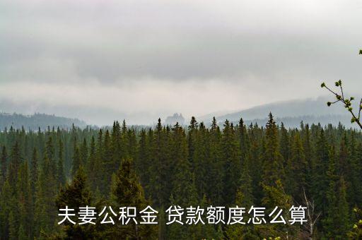  夫妻公積金 貸款額度怎么算
