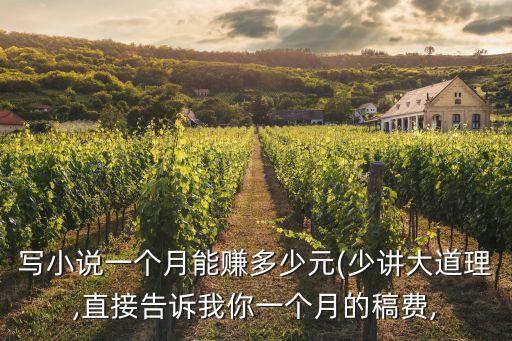 寫小說一個(gè)月能賺多少元(少講大道理,直接告訴我你一個(gè)月的稿費(fèi),