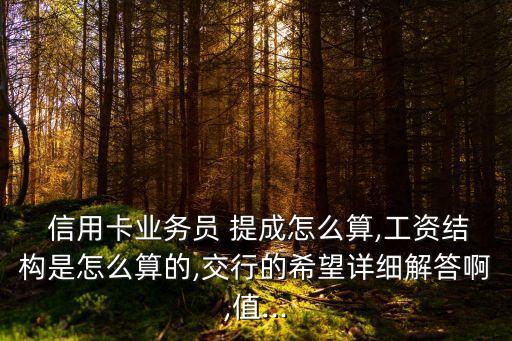  信用卡業(yè)務員 提成怎么算,工資結構是怎么算的,交行的希望詳細解答啊,值...