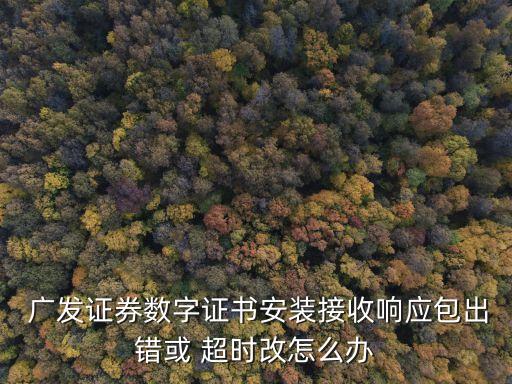  廣發(fā)證券數(shù)字證書安裝接收響應(yīng)包出錯或 超時改怎么辦