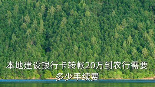 本地建設銀行卡轉帳20萬到農(nóng)行需要多少手續(xù)費
