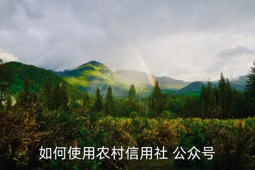 如何使用農(nóng)村信用社 公眾號(hào)