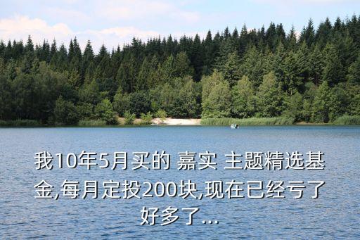 我10年5月買的 嘉實 主題精選基金,每月定投200塊,現(xiàn)在已經(jīng)虧了好多了...