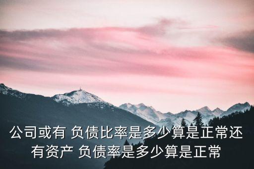 公司或有 負債比率是多少算是正常還有資產(chǎn) 負債率是多少算是正常