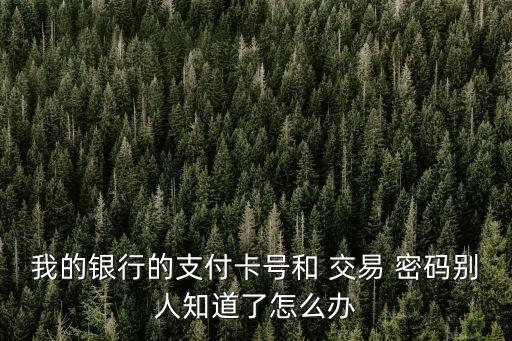 我的銀行的支付卡號和 交易 密碼別人知道了怎么辦