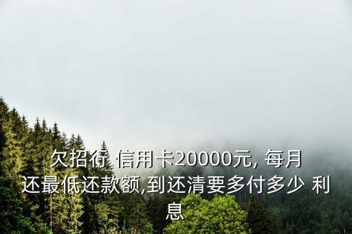 欠招行 信用卡20000元, 每月還最低還款額,到還清要多付多少 利息
