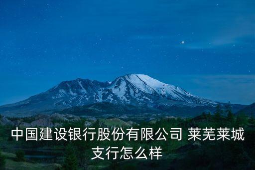 中國(guó)建設(shè)銀行股份有限公司 萊蕪萊城支行怎么樣