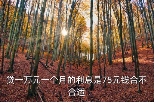 貸一萬元一個月的利息是75元錢合不合適